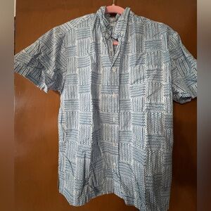 Manaola Blue Geometric Casual Shirt